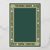 Eine Märchenwald-Grün- und Gold-Baby-Dusche Folieneinladung (Rückseite)