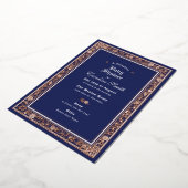 Eine Märchenwald Navy Blue Rose Gold Baby Dusche Folieneinladung (Gedreht)