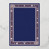 Eine Märchenwald Navy Blue Rose Gold Baby Dusche Folieneinladung (Rückseite)