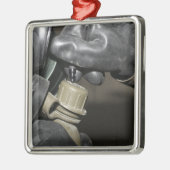 Eine Marine fügt einen Trinkschlauch in seinen Kan Silbernes Ornament (Links)