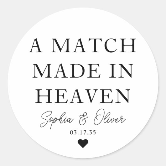 Eine MATCH in HEAVEN Heart Wedding Matches Gutes Runder Aufkleber (Vorderseite)