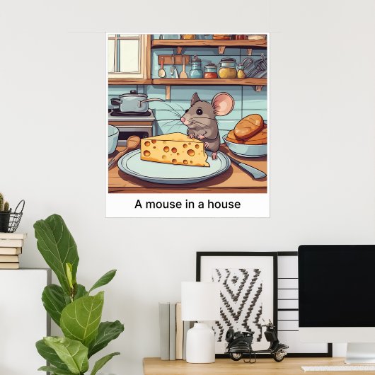 Eine Maus in einem Haus - Drucken Poster (Heimbüro)