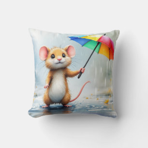 Eine Maus mit Regenbogen-Regenbogenfarbe Kissen