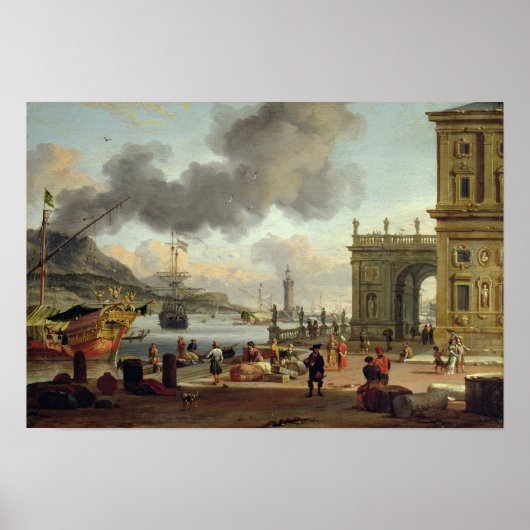 Eine mediterrane Hafenlandschaft Poster (Vorne)