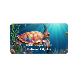 Eine Meeresschildkröte in den Tiefen des Ozeans Adressaufkleber