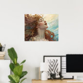 Eine Meerjungfrau, die auf dem Sonnenposter singt Poster (Heimbüro)