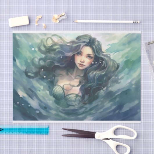 Eine Meerjungfrau im wirbelnden Meer Seidenpapier (Handwerk)