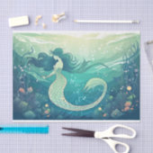 Eine Meerjungfrau in flachem, lichtdurchfluteten W Seidenpapier (Handwerk)