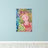 Eine Meerjungfrau und ihr Seepferd für Haustiere - Leinwanddruck (Insitu (Holzboden))