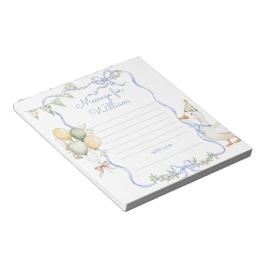 Eine Meldung mit einer Albernen Gänsezeitkapsel Notizblock (angewinkelt)