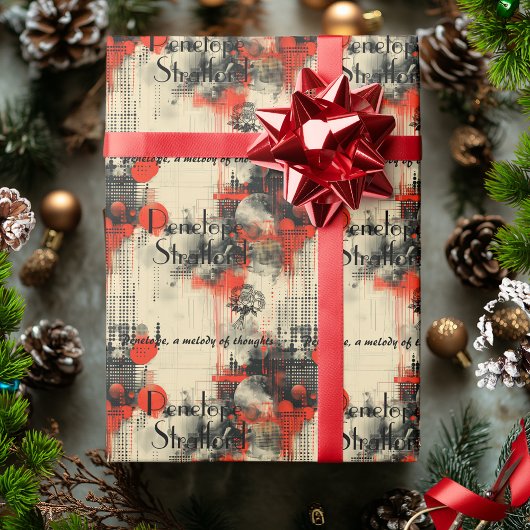 Eine Melodie der Gedanken in rot und schwarz Geschenkpapier