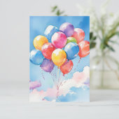 Eine Menge farbenfroher Aquarellballons Dankeskarte (Stehend Vorderseite)