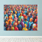 Eine Menge farbenfroher Menschen inmitten einer ch Leinwanddruck (Insitu (Holzboden))