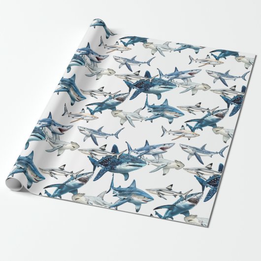 Eine Menge Haie Wasserfarbe Geschenkpapier (Ungerollt)