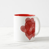 Eine Menge Herzdrucke Zweifarbige Tasse (VorderseiteRechts)