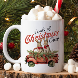 Eine Menge Weihnachtsfreude Hasen im roten Lastwag Kaffeetasse