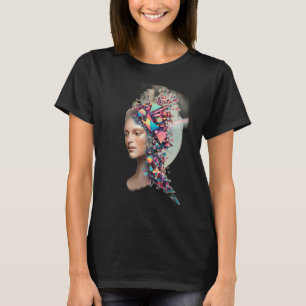 Eine menschliche Figur, die sich in geometrische F T-Shirt