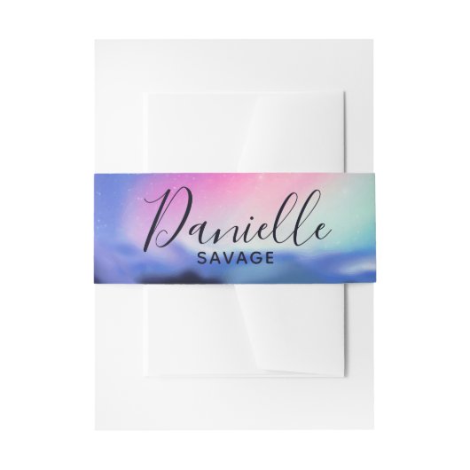 Eine Million Aurora Träume Einladung Bauchband Einladungsbanderole (Vorderseite Beispiel)