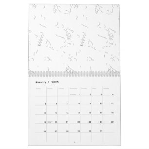 Eine minimalistische, weiße Linie Skizze zeigt ein Kalender