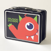 Eine mit Augen Alien Monster Orangenkinder nennen Metall Lunch Box (Rückseite)