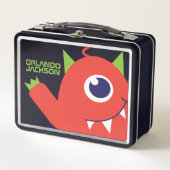 Eine mit Augen Alien Monster Orangenkinder nennen Metall Lunch Box (Vorderseite)