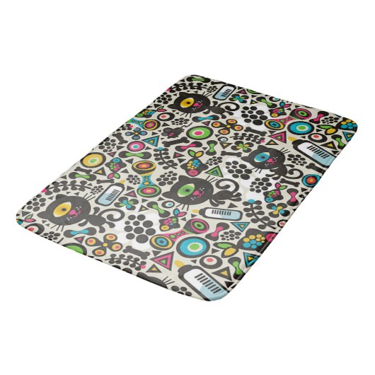 Eine Mit Augen schwarze Katze Badematte (Schrägansicht)