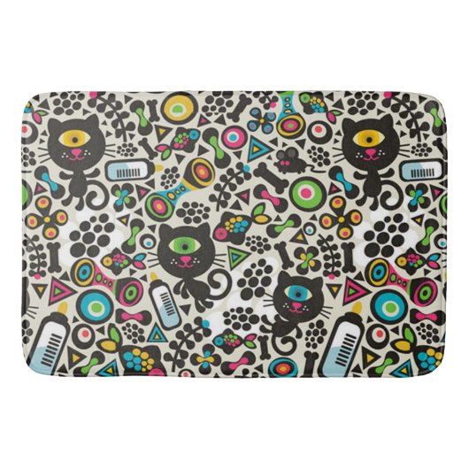 Eine Mit Augen schwarze Katze Badematte (Vorderseite)