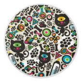 Eine Mit Augen schwarze Katze Keramikknauf (Vorderseite)