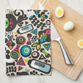 Eine Mit Augen schwarze Katze Küchentuch (Viertel Falte)