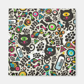 Eine Mit Augen schwarze Katze Magnet (Vorne)