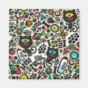 Eine Mit Augen schwarze Katze Magnet