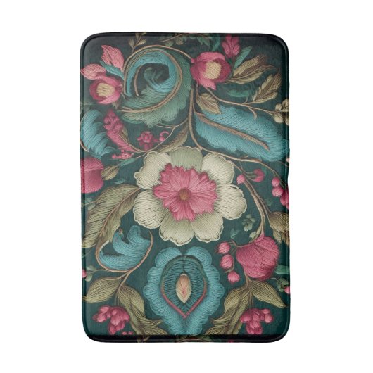 eine mit Blume bestickte Matte (Vorderseite Vertikal)