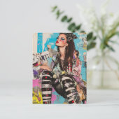 Eine Mode-Dame Collage Postkarte (Stehend Vorderseite)