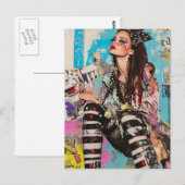 Eine Mode-Dame Collage Postkarte (Vorne/Hinten)