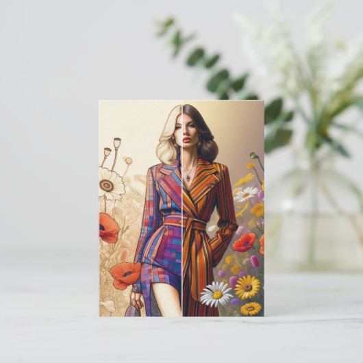 Eine Modekizze mit zwei Stilen Postkarte (Stehend Vorderseite)