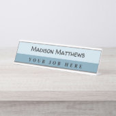 Eine moderne, blaue Schriftzeichen-Typografie Schreibtischnamensplakette (Vorderseite )