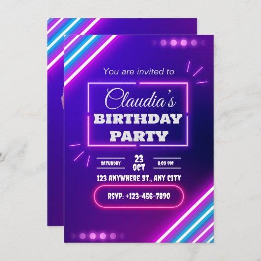 Eine moderne Geburtstagsfeier Begleitkarte (Vorne/Hinten)