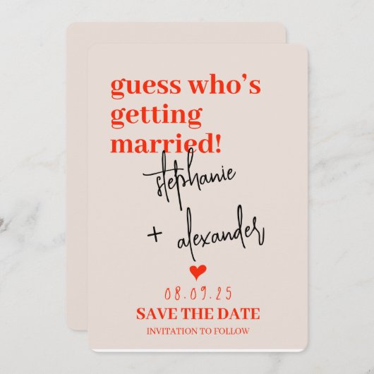 Eine moderne Hochzeit speichern Sie die Dattelkart Save The Date (Vorne/Hinten)