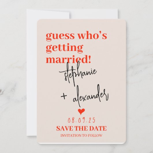 Eine moderne Hochzeit speichern Sie die Dattelkart Save The Date (Vorderseite)