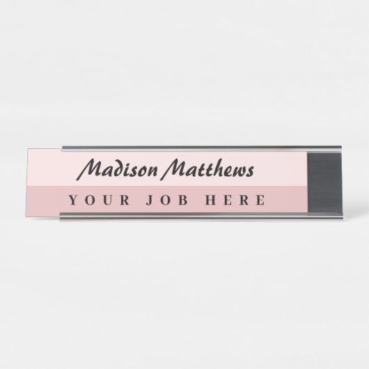 Eine moderne, minimalistische handgeschriebene Sch Schreibtischnamensplakette (Vorderseite )