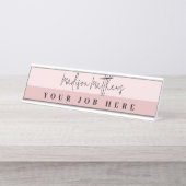 Eine moderne, minimalistische handgeschriebene Sch Schreibtischnamensplakette (Vorderseite )