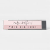 Eine moderne, minimalistische handgeschriebene Sch Schreibtischnamensplakette (Vorderseite )