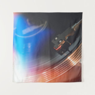 Eine moderne Turntable, um Musik auf der Audiodisk Wandteppich