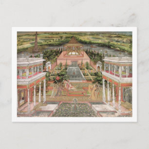 Eine Mogulprinzessin in ihrem Garten (Gouache auf  Postkarte