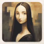 Eine Mona Lisa reimaginierte, ein Klassiker, aber Rechteckiger Pappuntersetzer (Vorderseite)