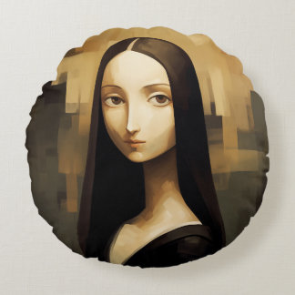 Eine Mona Lisa reimaginierte, ein Klassiker, aber Rundes Kissen