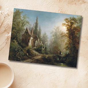 Eine mondbeleuchtete Nacht über eine Kapelle und R Postkarte
