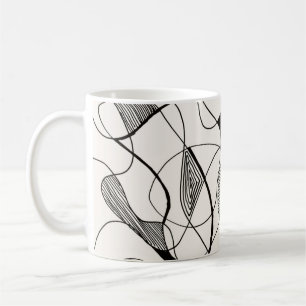 eine monochrome abstrakte Stift- und Farbskizze; U Kaffeetasse