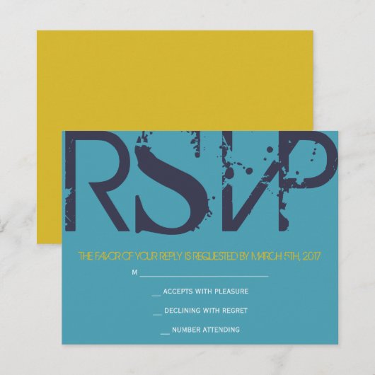 Eine Monogram Initial Bar Bat Mitzvah Reply Card RSVP Karte (Vorne/Hinten)