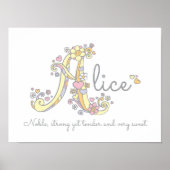Eine Monogramm Art Alice Girls Name bedeutet Poste Poster (Vorne)